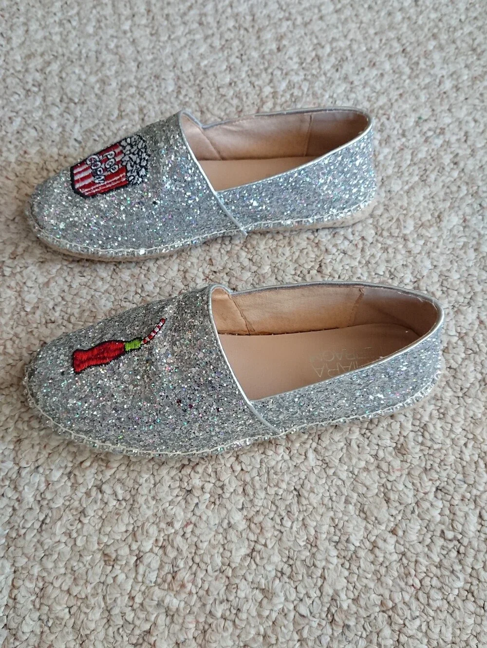 Chiara Ferragni “Popcorn & soda” Glitter Ballet espadrille Flats size 7.5